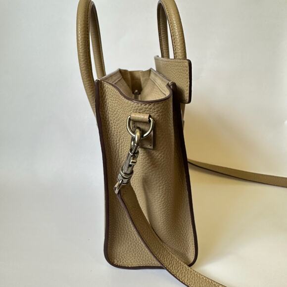 CELINE Luggage Nano Tote Bag Beige Pebbled Leather Handbag Crossbody - Picture 8 of 15